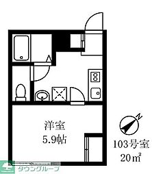 早稲田鶴巻町ＩＭＡハウス 1階1Kの間取り