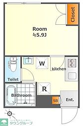 早稲田鶴巻町ＩＭＡハウス 3階1Kの間取り