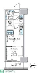 パークアクシス新宿百人町 1階1DKの間取り
