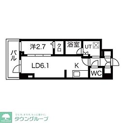 シーズンフラッツ高田馬場リバーサイドサウス 3階1LDKの間取り