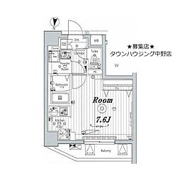 メイクスデザイン新宿落合 3階1Kの間取り