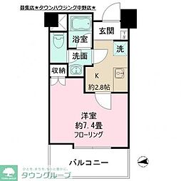 Ｗｉｓｔ新宿 5階1Kの間取り