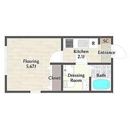 アメリカンリバティー東中野 1階1Kの間取り