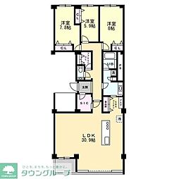 目白パークマンション 10階3LDKの間取り