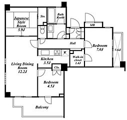 プライムアーバン新宿夏目坂タワーレジデンス 1階3LDKの間取り