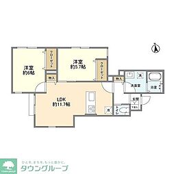 カゼッタスッド 1階2LDKの間取り