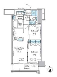 パークアクシス新宿百人町 6階2LDKの間取り