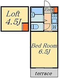 協和コーポ 2階1Kの間取り