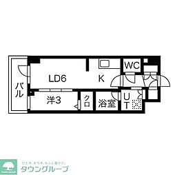 シーズンフラッツ高田馬場リバーサイドサウス 3階1LDKの間取り