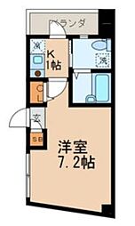 リード東中野 5階1Kの間取り