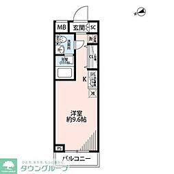プレール・ドゥーク方南町 ワンルームの間取図画像