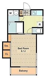 S.神楽坂 1Kの間取図画像