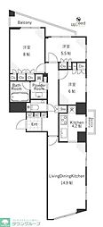 ファーストリアルタワー新宿 3LDKの間取図画像