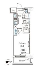 ウエリスアーバン中野坂上 1Kの間取図画像