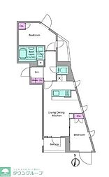 リヴ アン フルール 2LDKの間取図画像