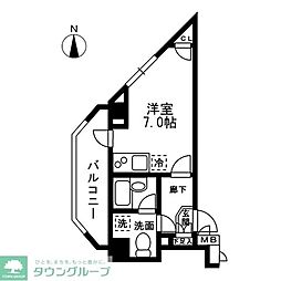 レジディア中落合-A ワンルームの間取図画像