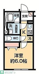HarmonyFlats神楽坂 1Kの間取図画像