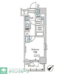 PARKAXIS大塚ガーデンスクエア 1Kの間取図画像
