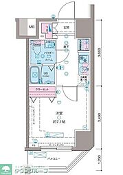 ガリシア新宿North2 1Kの間取図画像