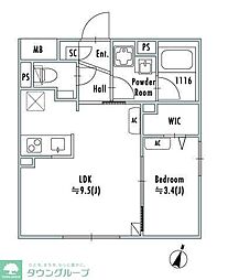 中野区鷺宮3丁目マンション 1DKの間取図画像