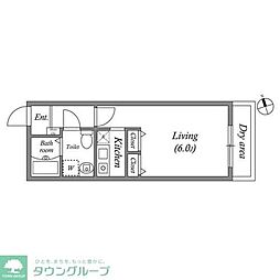 ZESTY神楽坂2 1Kの間取図画像