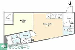 w/FLUFFY西早稲田 1DKの間取図画像