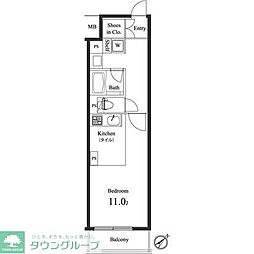 プライマル小石川 ワンルームの間取図画像