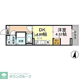 セレスティア白鷺 1DKの間取図画像