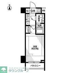 プレール・ドゥーク新宿下落合 1Kの間取図画像