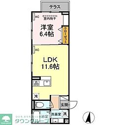 アンジュール高松 1LDKの間取図画像