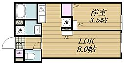 エルファーロ中野新井薬師IV 1LDKの間取図画像