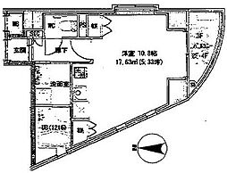 カーサドマーニ ワンルームの間取図画像