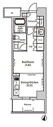 飯田橋ガーデン 1DKの間取図画像