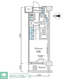 ウエリスアーバン中野坂上 1Kの間取図画像