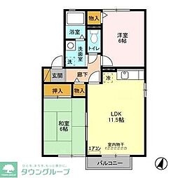 グリーンテリア第7 2階2LDKの間取り