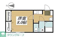 フォレストみのり台 2階1Kの間取り