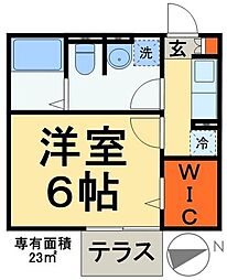 セピアコート 1階1Kの間取り