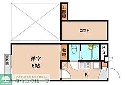 WISTERIA 2階1Kの間取り