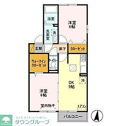 クレストパーク　Ｄ 1階2DKの間取り