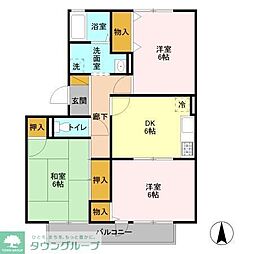 フレマリール鎌ヶ谷　A 2階3DKの間取り