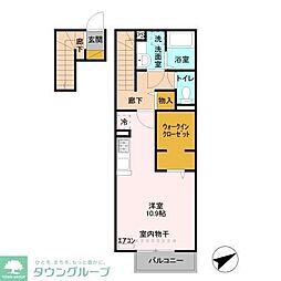 シャルム 2階ワンルームの間取り