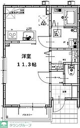 グランソフィア貝柄山 101 1階ワンルームの間取り