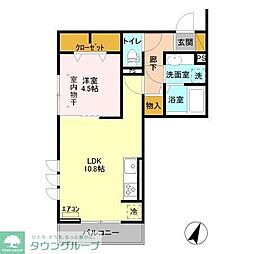 コンフォート　リリィ 2階1LDKの間取り