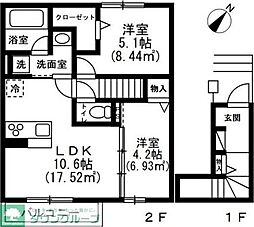 フローラ 2階2LDKの間取り