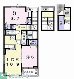 イーストフィールドI 3階2LDKの間取り