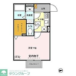 クレアーレ 1階1Kの間取り