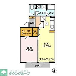 アルカンシェル 1階1LDKの間取り