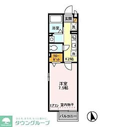 メゾンソフィア 2階1Kの間取り