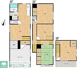 六実七丁目貸家 3階4LDKの間取り