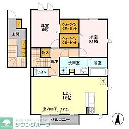 フェリエ　II 2階2LDKの間取り